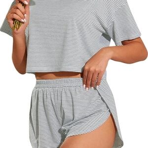 Gray and White Striped Set